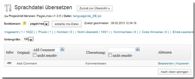 Screenshot "Sprachdatei übersetzen" aus dem "Codestyling Localization"-Plugin