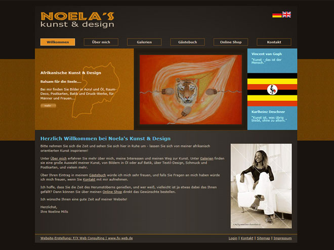 Screenshot der Website-Referenz noelaskunst-design.de - erstellt von Webdesign München | F/X Web Consulting