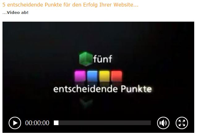 Screenshot der HTML5-Video-Integration auf www.fx-web.de