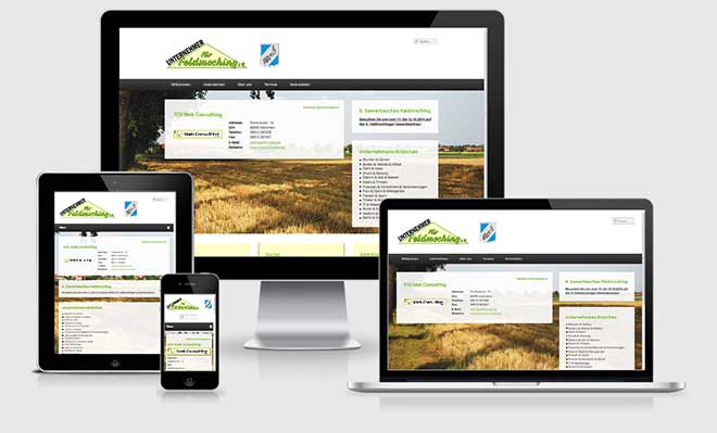 Screenshot der neuen Website der Unternehmer für Feldmoching e.V. nach dem Relaunch im Responsive Webdesign