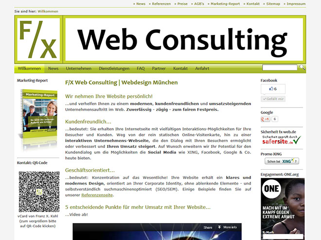 Screenshot unserer Website www.fx-web.de