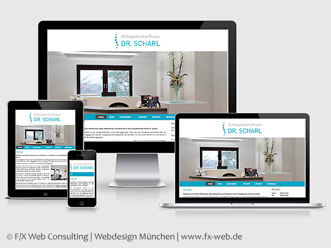 Screenshot der Kundenreferenz der Orthopädischen Praxis Dr. Scharl im Responsive Webdesign