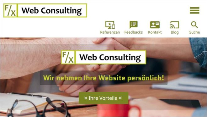 Redesign: Homepage F/X Web Consulting | Internetagentur München auf einem Apple iPhone 6s