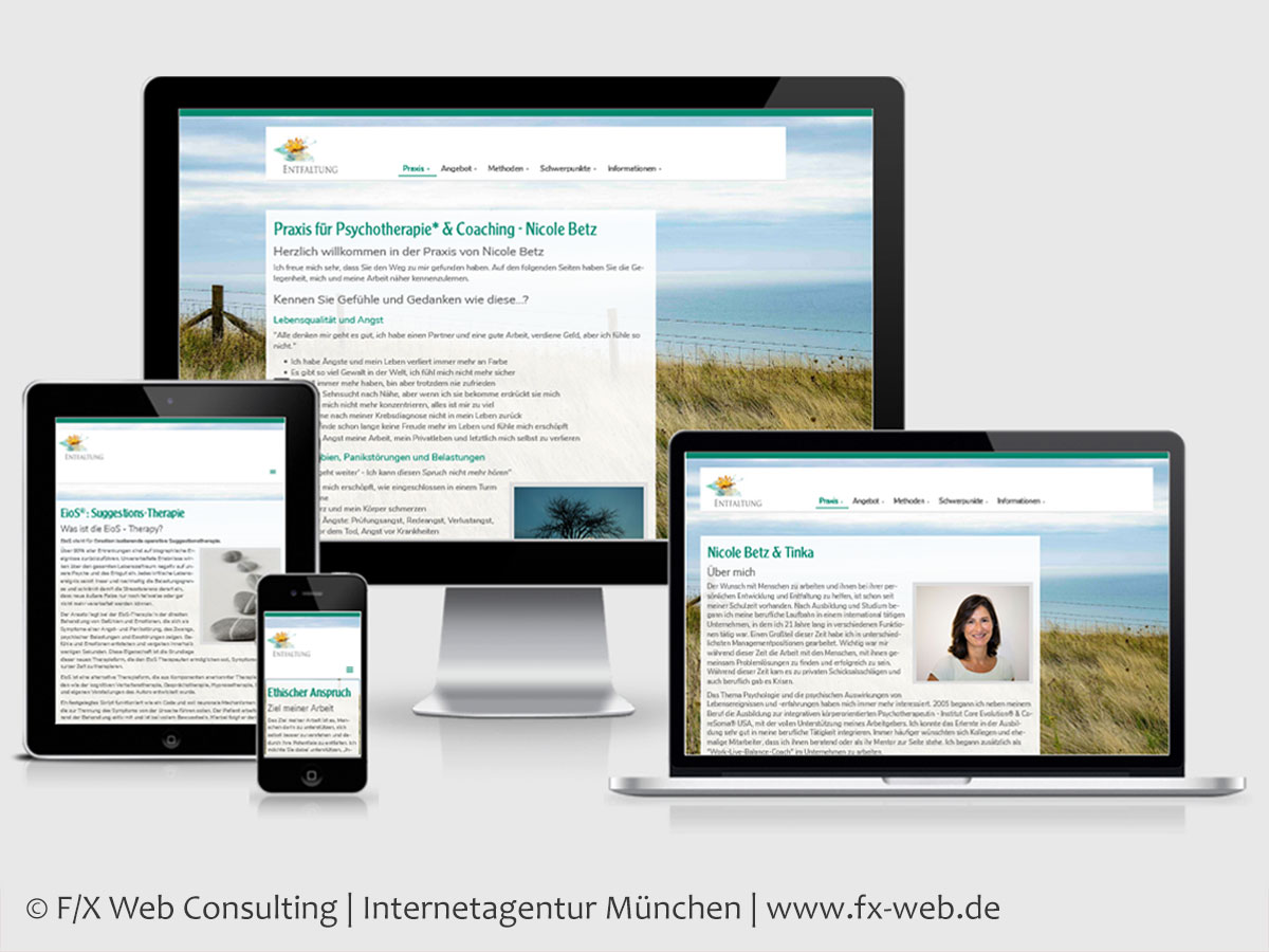 Screenshot: Relaunch der Website www.heilenundentfalten.de aus der Gesundheitsbranche im Februar 2019