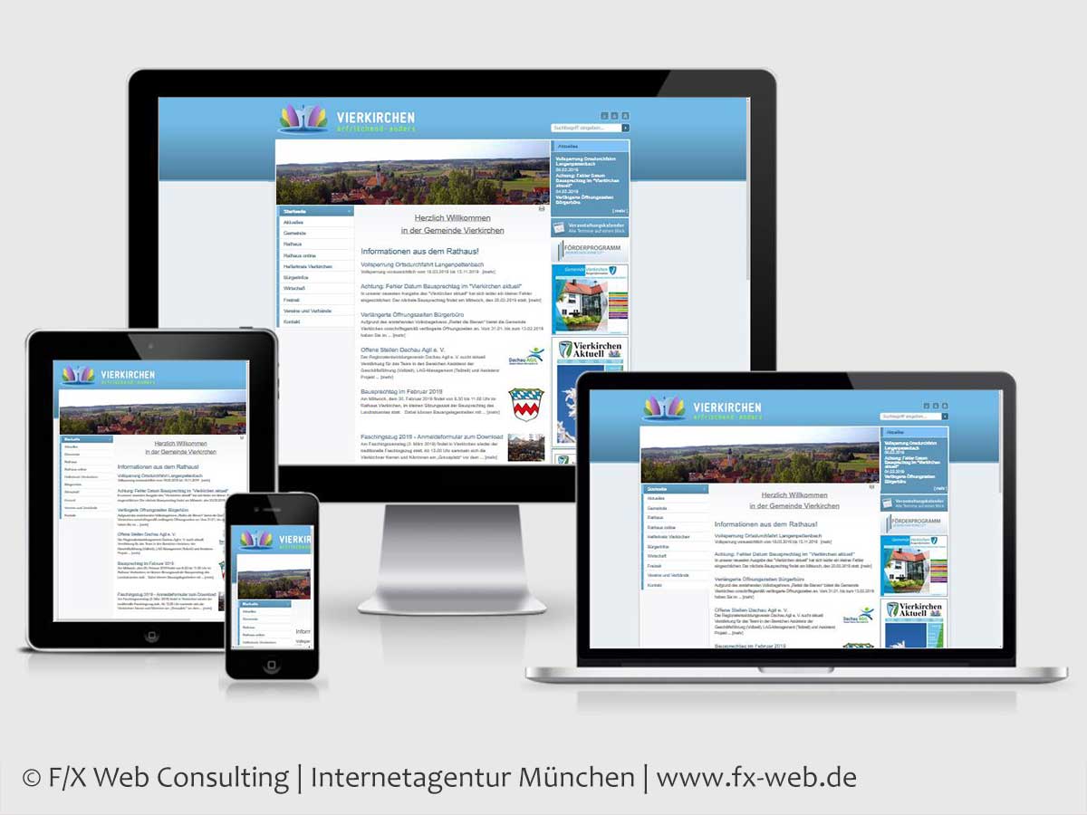 Screenshot der Website vierkirchen.de vor dem Relaunch 2019