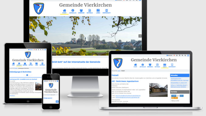 Screenshot: Relaunch der Website www.vierkirchen.de im Februar 2019