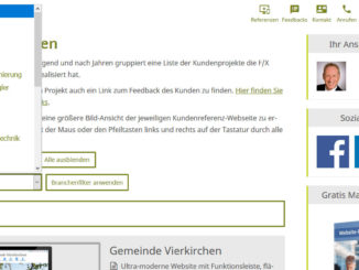 Screenshot: Neuer Branchenfilter für unsere Kundenreferenzen