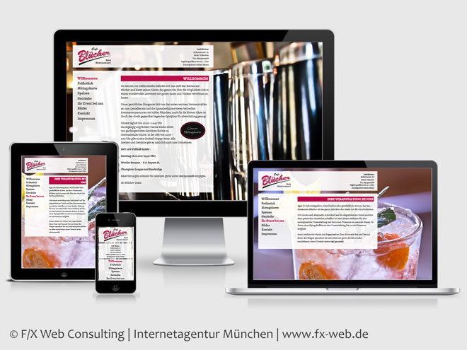 Screenshot der Website des Café Blücher