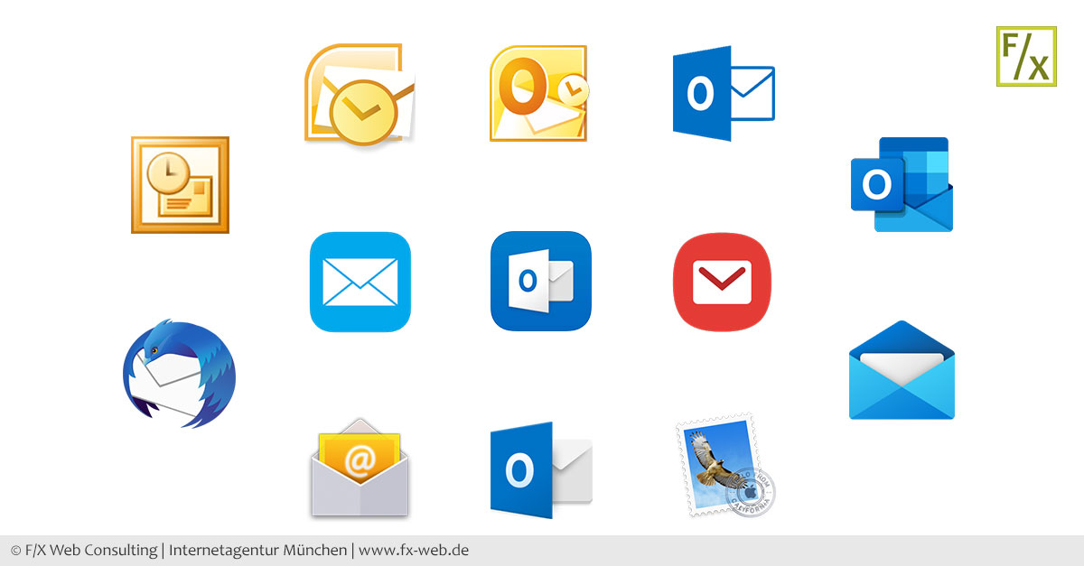 Übersicht von E-Mail-Programm-Icons