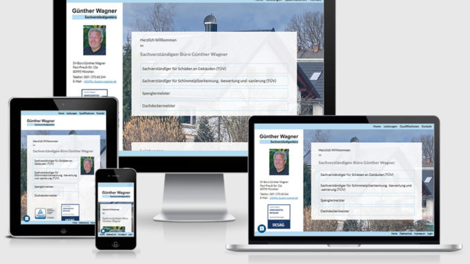Screenshot der Website des Sachverständigen-Büro Günther Wagner