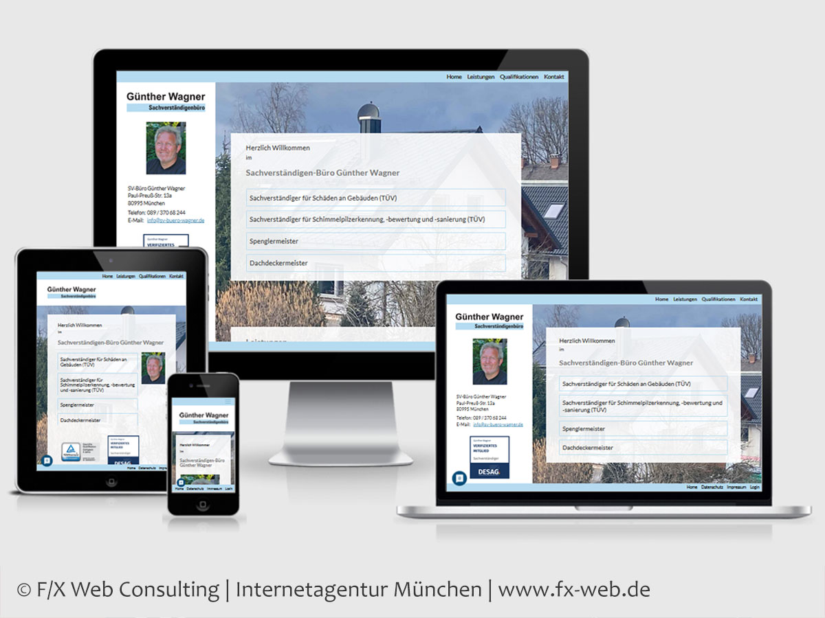Screenshot der Website des Sachverständigen-Büro Günther Wagner