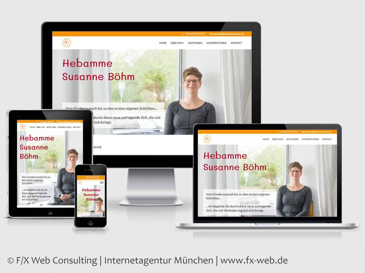 Screenshot der Website von Hebamme Susanne Böhm