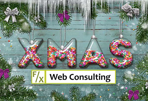 Weihnachtsgrüße 2022 mit einem Weihnachtsbild X-Mas mit Logo F/X Web Consulting
