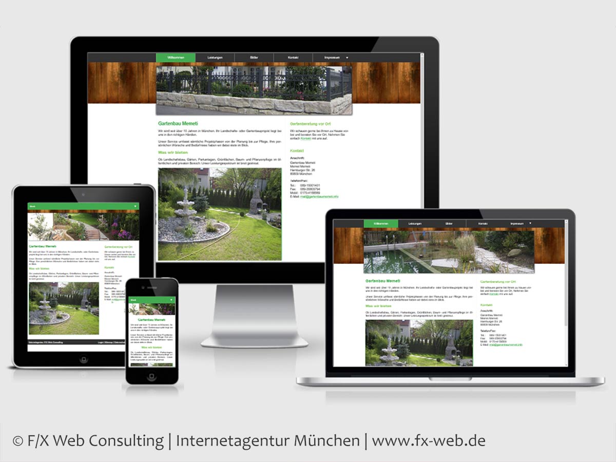 Screenshot der Website von Gartenbau Memeti zum Zeitpunkt der ersten Fertigstellung im Juni 2014