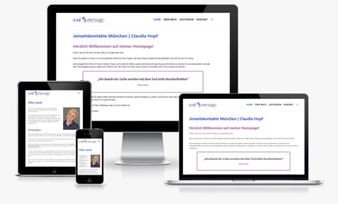 Screenshot der Website von Jenseitskontakte München | Claudia Hopf