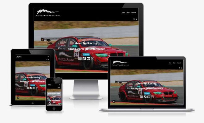 Screenshot der Website (Online-Shop) von AeroTecRacing